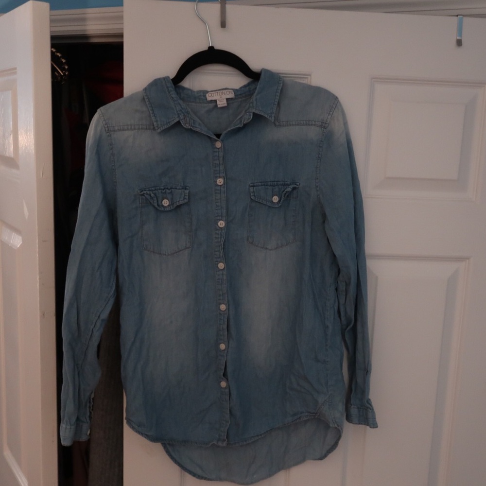 Button down denim shirt.
